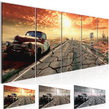 Canvas 5 luik schilderij route 66 retro1 220 x 80 cm 603112