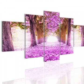 Canvas 5 luik schilderij roze bos 3 200 x 100 cm 60565