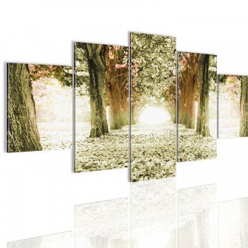 Canvas 5 luik schilderij roze bos 4 200 x 100 cm 60565