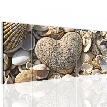 Canvas 5 luik schilderij schelpen hart 220 x 80 cm502655