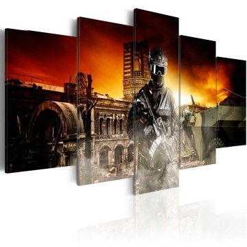 Canvas 5 luik schilderij sniper 1 240 x 112 cm 0016 b m