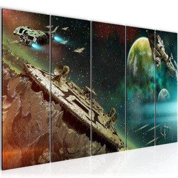 Canvas 5 luik schilderij spaceship 1 220 x 80 cm 611555