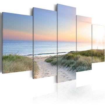 Canvas 5 luik schilderij strand 1 240 x 112 cm c a 0048 b m