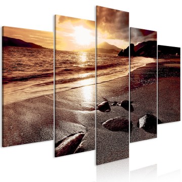 Canvas 5 luik schilderij strand 103 240 x 112 cm 0492 b n