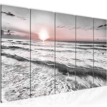 Canvas 5 luik schilderij strand noordzee 12 220 x 80 cm 023712 ama