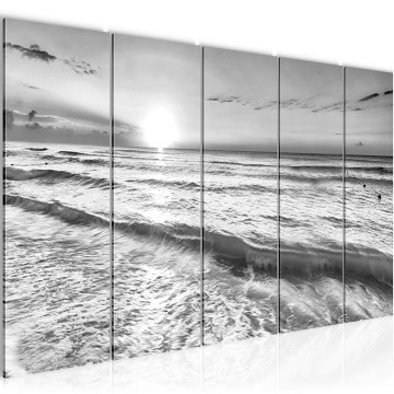 Canvas 5 luik schilderij strand noordzee 13 220 x 80 cm 023712 ama