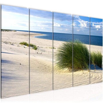 Canvas 5 luik schilderij strand noordzee 14 220 x 80 cm 610355