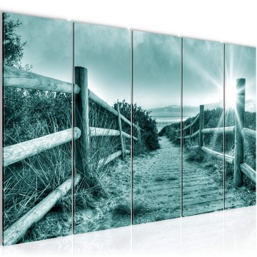 Canvas 5 luik schilderij strand noordzee 17 220 x 80 cm 604455