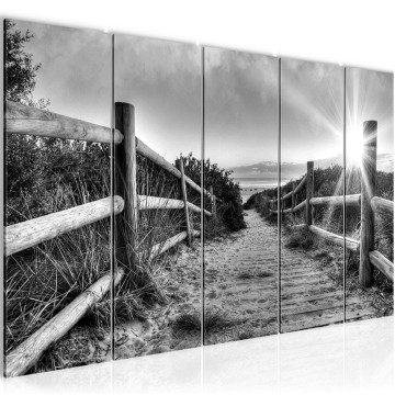 Canvas 5 luik schilderij strand noordzee 18 220 x 80 cm 604455