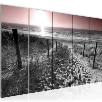 Canvas 5 luik schilderij strand noordzee 2 220 x 80 cm 018455b
