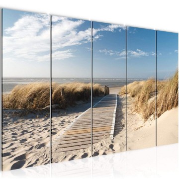 Canvas 5 luik schilderij strand noordzee 5 220 x 80 cm 604055