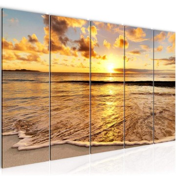 Canvas 5 luik schilderij strand noordzee 8 220 x 80 cm 607912