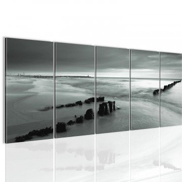 Canvas 5 luik schilderij strand palen3 220 x 80 cm 607855