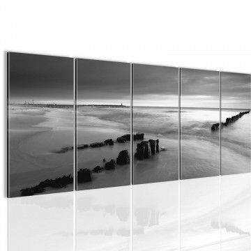 Canvas 5 luik schilderij strand palen4 220 x 80 cm 607855