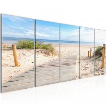 Canvas 5 luik schilderij strand2 220 x 80 cm 607312