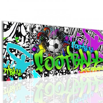 Canvas 5 luik schilderij voetbal 220 x 80 cm 402655