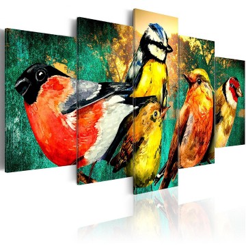 Canvas 5 luik schilderij vogels 1 240 x 112 cm g a 0110 b m