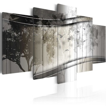 Canvas 5 luik schilderij vogels 102 240 x 112 cm 0005 b n