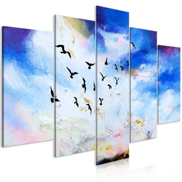Canvas 5 luik schilderij vogels 105 240 x 112 cm 0199 b m
