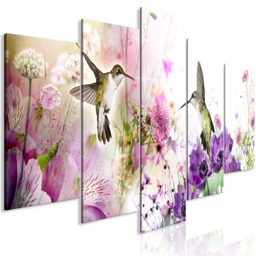 Canvas 5 luik schilderij vogels 106 240 x 112 cm g c 0080