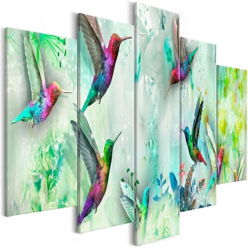 Canvas 5 luik schilderij vogels 2 240 x 112 cm g c 0070 b o