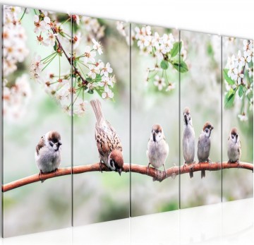 Canvas 5 luik schilderij vogels 220 x 80 cm 050155a