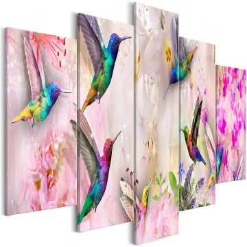 Canvas 5 luik schilderij vogels 3 240 x 112 cm g c 0070 b o
