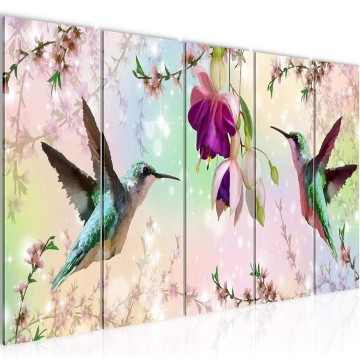 Canvas 5 luik schilderij vogels 4 220 x 80 cm 015255