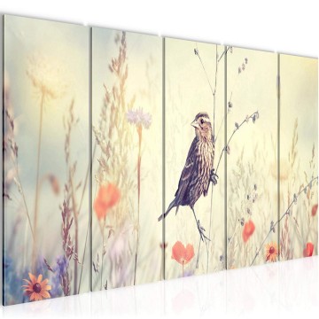 Canvas 5 luik schilderij vogels 5 220 x 80 cm 010655