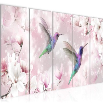 Canvas 5 luik schilderij vogels 6 220 x 80 cm 015655