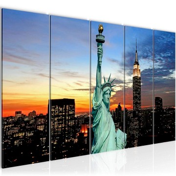 Canvas 5 luik schilderij vrijheidsbeeld 1 220 x 80 cm 603955