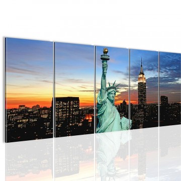 Canvas 5 luik schilderij vrijheidsbeeld2 220 x 80 cm 603955