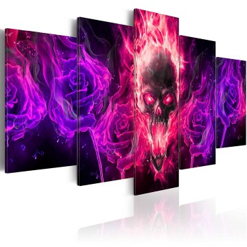 Canvas 5 luik schilderij vuur skull 1 240 x 112 cm a a 0108 b n