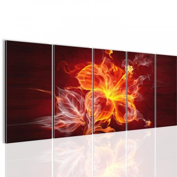 Canvas 5 luik schilderij vuurbloem2 220 x 80 cm 104212