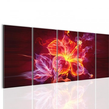 Canvas 5 luik schilderij vuurbloem3 220 x 80 cm 104212