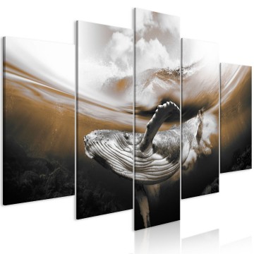 Canvas 5 luik schilderij walvis 2 240 x 112 cm 0227 b n