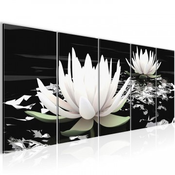 Canvas 5 luik schilderij waterlelie2 220 x 80 cm 2033428