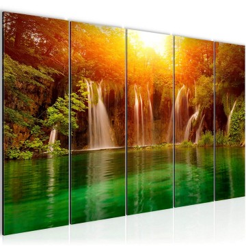 Canvas 5 luik schilderij waterval 1 220 x 80 cm 602555