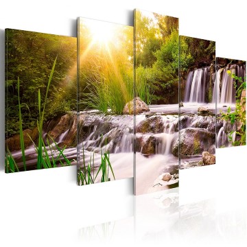 Canvas 5 luik schilderij waterval 1 240 x 112 cm c c 0026 b n