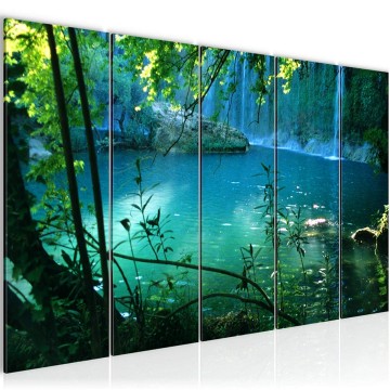 Canvas 5 luik schilderij waterval 11 220 x 80 cm 602855