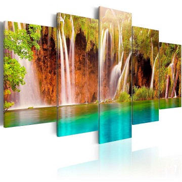 Canvas 5 luik schilderij waterval 13 240 x 112 cm 030112  55 