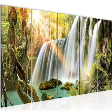 Canvas 5 luik schilderij waterval 14 220 x 80 cm 012655