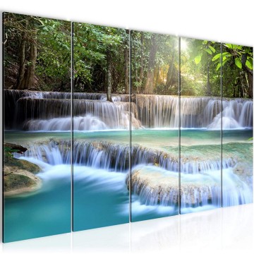 Canvas 5 luik schilderij waterval 15 220 x 80 cm 612155