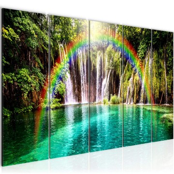 Canvas 5 luik schilderij waterval 16 220 x 80 cm 607255