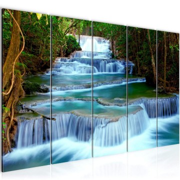 Canvas 5 luik schilderij waterval 2 220 x 80 cm 603555