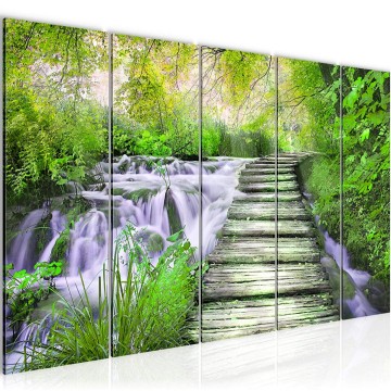 Canvas 5 luik schilderij waterval 21 220 x 80 cm 612555