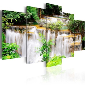 Canvas 5 luik schilderij waterval 21 240 x 112 cm cb 0043 bm