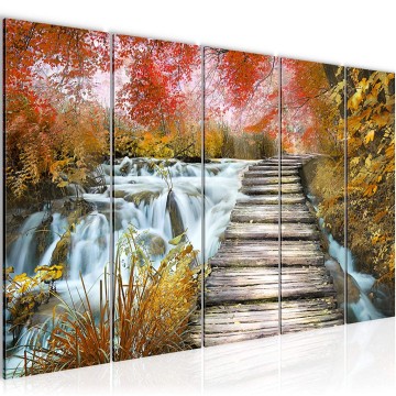 Canvas 5 luik schilderij waterval 22 220 x 80 cm 612555