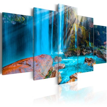 Canvas 5 luik schilderij waterval 240 x 112 cm  c b 0222 b m