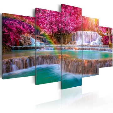 Canvas 5 luik schilderij waterval 26 240 x 112 cm c b 0128 b m